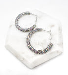 Silver Iridescent Glitter Hoop Earrings Baubles by B