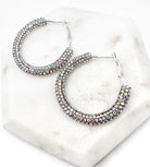 Silver Iridescent Glitter Hoop Earrings Baubles by B