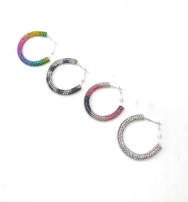 Rainbow Glitter Hoop Earrings St Patricks Day Baubles by B