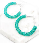 Aqua Glitter Hoop Earrings Baubles by B