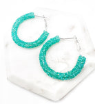 Aqua Glitter Hoop Earrings Baubles by B