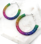 Rainbow Glitter Hoop Earrings St Patricks Day Baubles by B