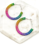 Rainbow Glitter Hoop Earrings St Patricks Day Baubles by B