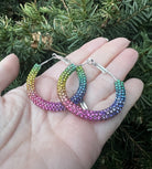 Rainbow Glitter Hoop Earrings St Patricks Day Baubles by B