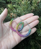 Rainbow Glitter Hoop Earrings St Patricks Day Baubles by B