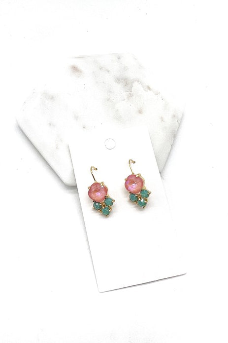 Pink Green Crystal Gem Earrings Baubles by B