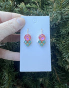 Pink Green Crystal Gem Earrings Baubles by B