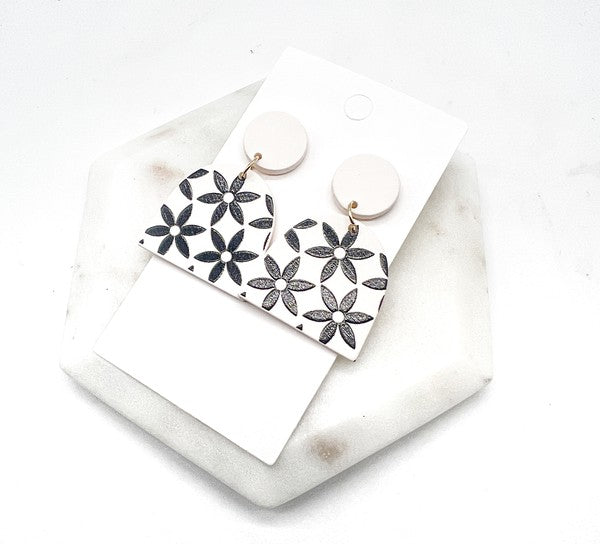 Neutral Flower Acrylic Statement Earrings Baubles by B