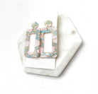 Pink Green Swirl Rectangle Acrylic Earrings Spring Baubles by B