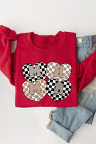 Mama Hearts Checker Graphic Fleece Sweatshirts Color Bear