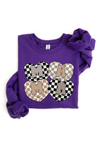 Mama Hearts Checker Graphic Fleece Sweatshirts Color Bear