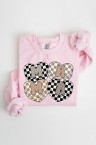 Mama Hearts Checker Graphic Fleece Sweatshirts Color Bear