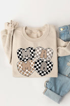 Mama Hearts Checker Graphic Fleece Sweatshirts Color Bear