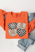 Mama Hearts Checker Graphic Fleece Sweatshirts Color Bear