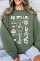 God Says I am Christian Graphic Fleece Sweatshirts Color Bear