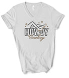 V-Neck Howdy Cowboy Graphic Tee Ocean and 7th