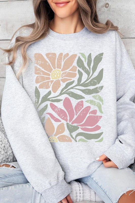 Pink Daisy Floral Graphic Fleece Sweatshirts Color Bear