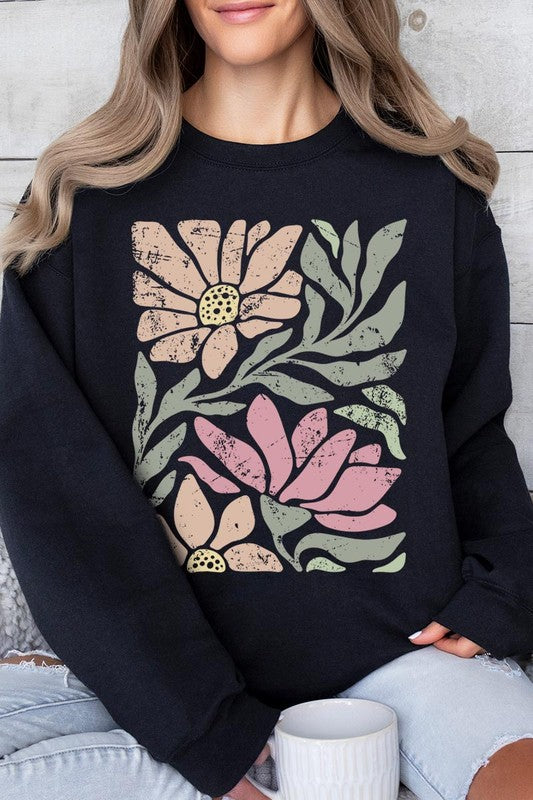 Pink Daisy Floral Graphic Fleece Sweatshirts Color Bear