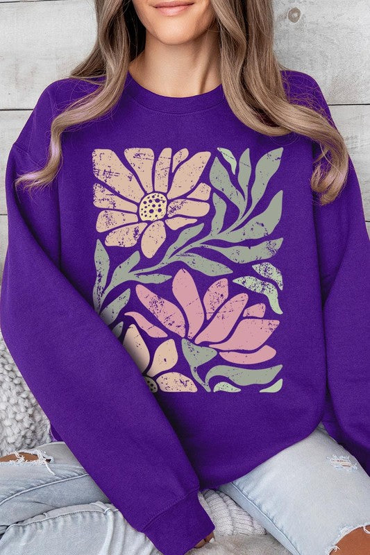 Pink Daisy Floral Graphic Fleece Sweatshirts Color Bear