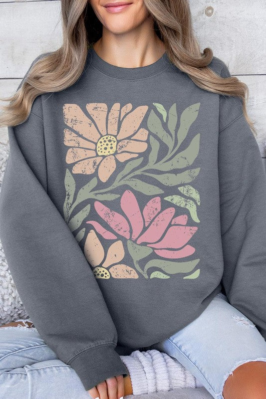 Pink Daisy Floral Graphic Fleece Sweatshirts Color Bear