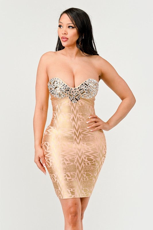 Gilded Glamour Strapless Dress Athina