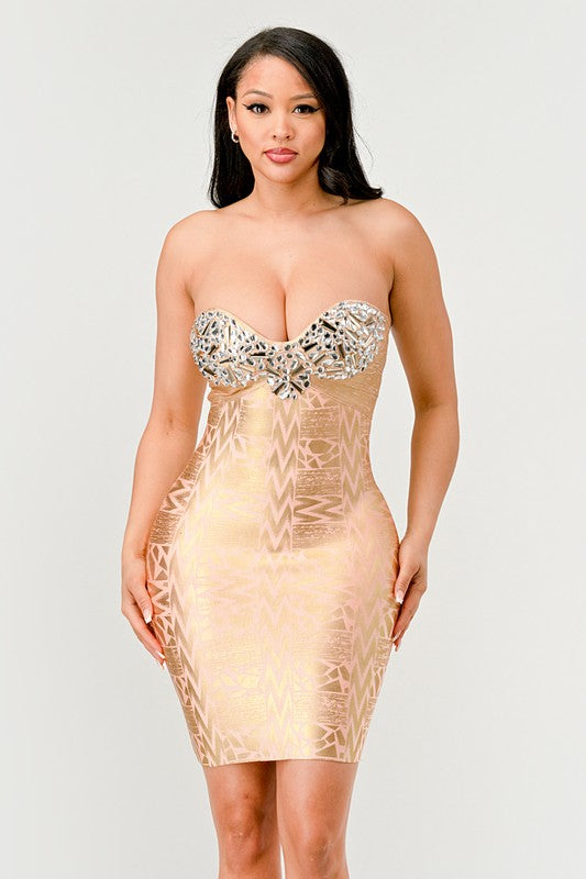 Gilded Glamour Strapless Dress Athina