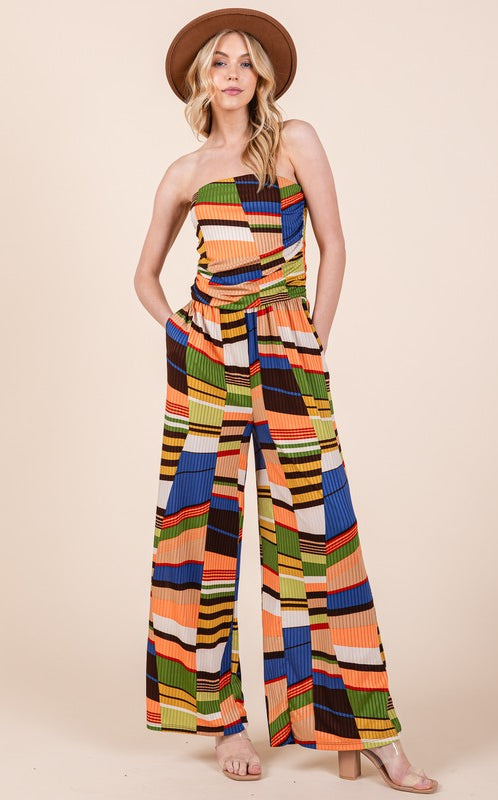 Wide Leg Jumpsuit with Pockets Orange Farm Clothing