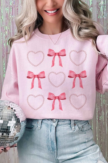 HEARTS AND BOWS PEARL GRAPHIC SWEATSHIRT ALPHIA