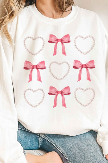 HEARTS AND BOWS PEARL GRAPHIC SWEATSHIRT ALPHIA