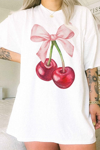 CHERRY BOW COQUETTE OVERSIZED TEE ALPHIA