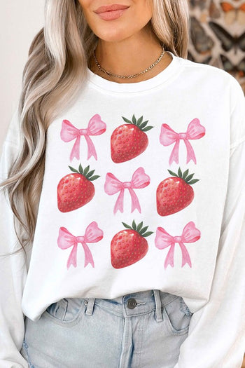 STRAWBERRY BOW COQUETTE GRAPHIC SWEATSHIRT ALPHIA