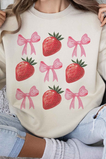 STRAWBERRY BOW COQUETTE GRAPHIC SWEATSHIRT ALPHIA