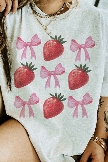 STRAWBERRY BOW COQUETTE GRAPHIC TEE ALPHIA