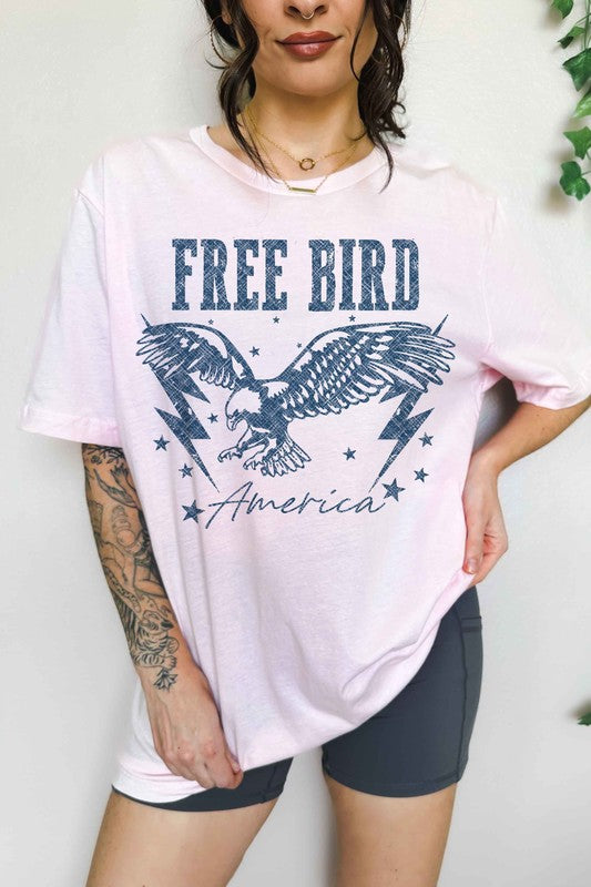 FREE BIRD AMERICAN EAGLE OVERSIZED GRAPHIC TEE ALPHIA