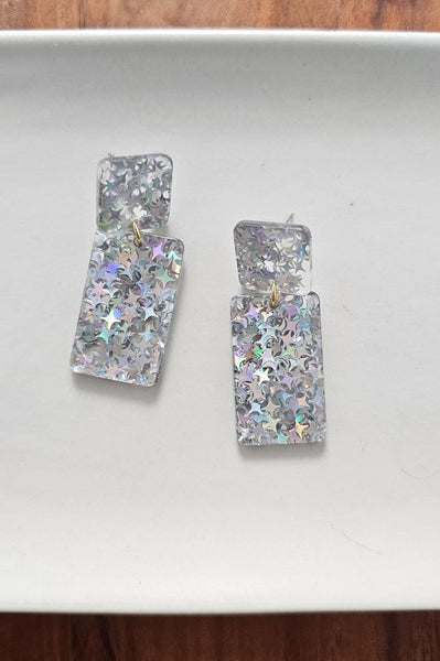 Ida Earrings - Silver Glitter Spiffy & Splendid