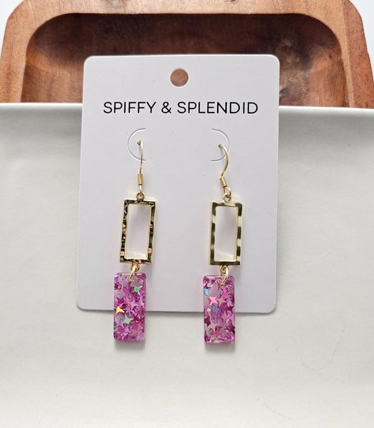 Raya Earrings - Pink Glitter Spiffy & Splendid