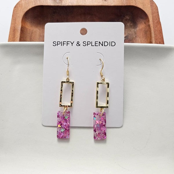 Raya Earrings - Pink Glitter Spiffy & Splendid