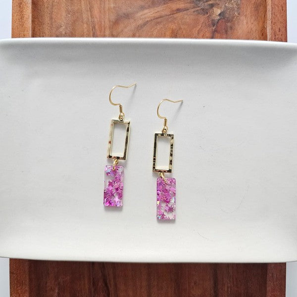 Raya Earrings - Pink Glitter Spiffy & Splendid