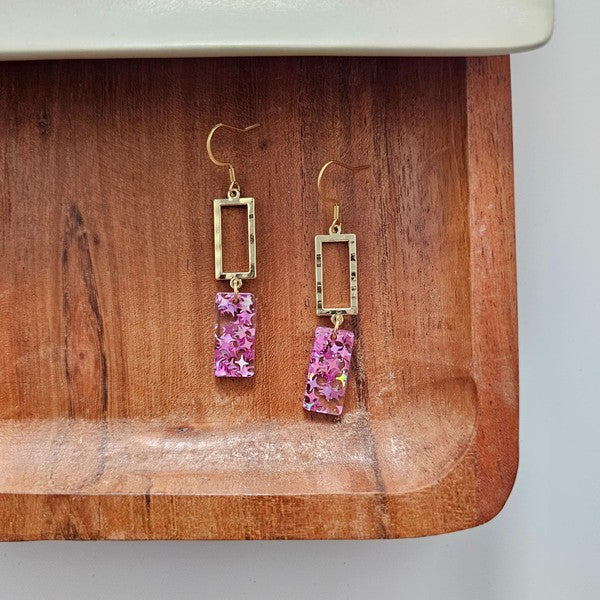 Raya Earrings - Pink Glitter Spiffy & Splendid