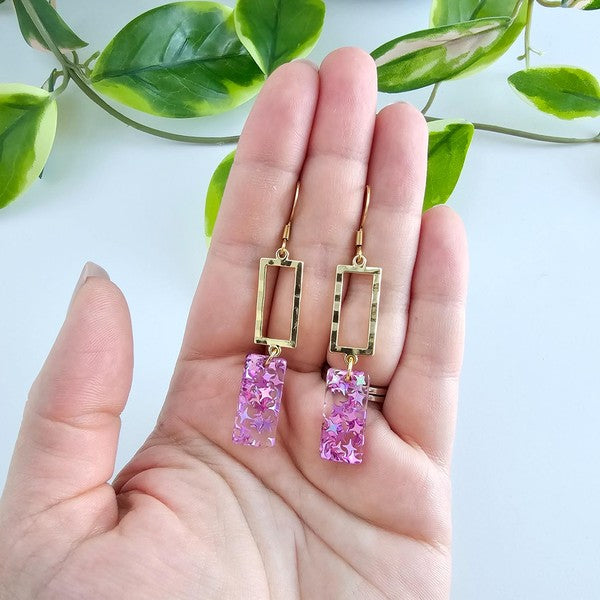 Raya Earrings - Pink Glitter Spiffy & Splendid