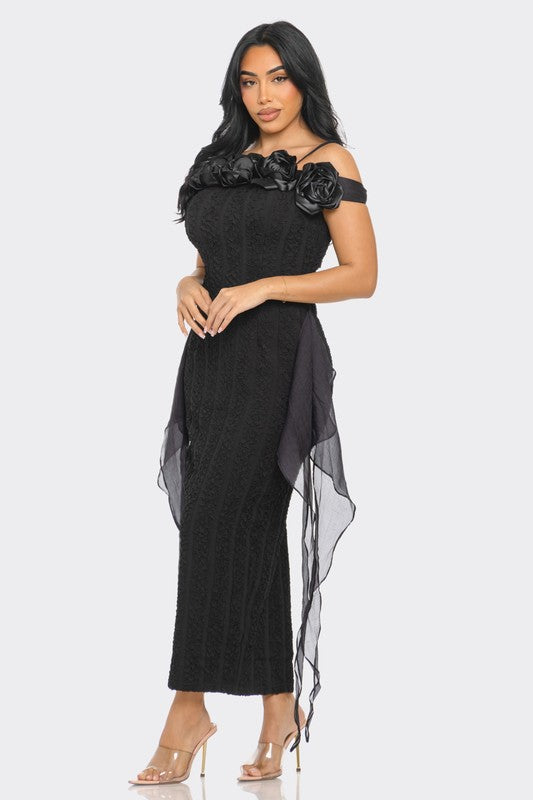 Enchanting Rose Off-Shoulder Dress Athina