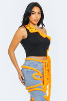 Sculptural Swirl Pipeline Asymmetrical Crop Top Athina