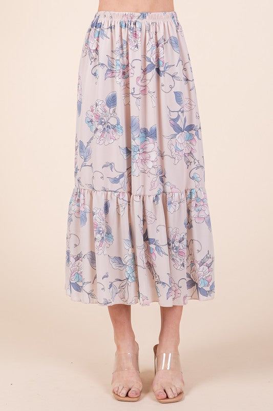 Floral Print Skirt Set with Tie Back Blouse Orange Farm Clothing