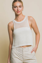 Sleeveless Open Knit Crop Top Love Tree