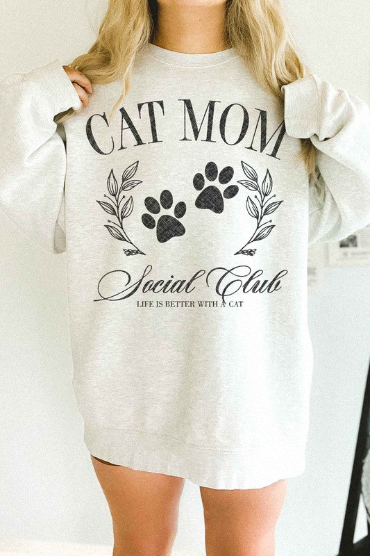 CAT MOM SOCIAL CLUB OVERSIZED SWEATSHIRT ALPHIA