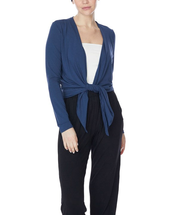 BAMBOO SIMPLE TIE FRONT CARDIGAN Fabina