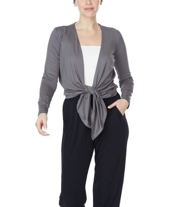 BAMBOO SIMPLE TIE FRONT CARDIGAN Fabina