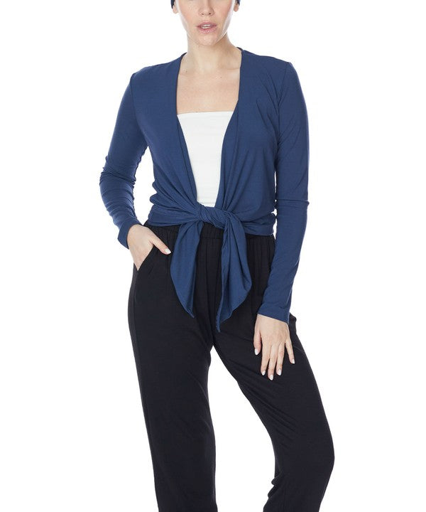 BAMBOO SIMPLE TIE FRONT CARDIGAN Fabina