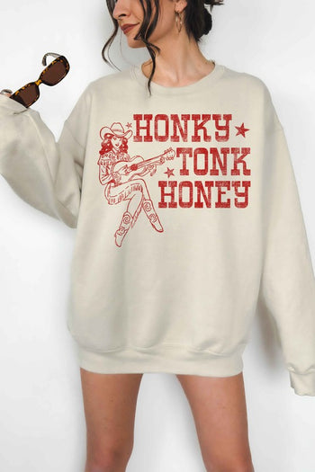 HONKY TONK HONEY WESTERN OVERSIZED SWEATSHIRT ALPHIA