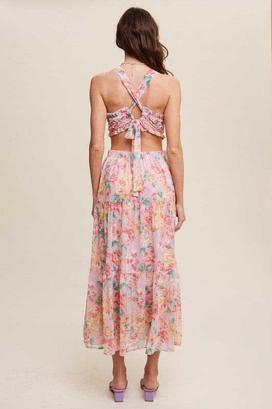 Floral Bubble Textured Two-Piece Style Maxi Dress Listicle